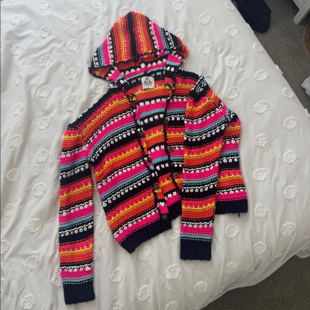 UNIF rainbow crochet sweater / hoodie
size Small